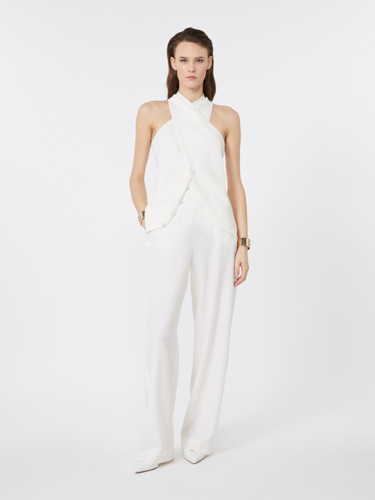 Wool gabardine and satin vest - WHITE - Max Mara
