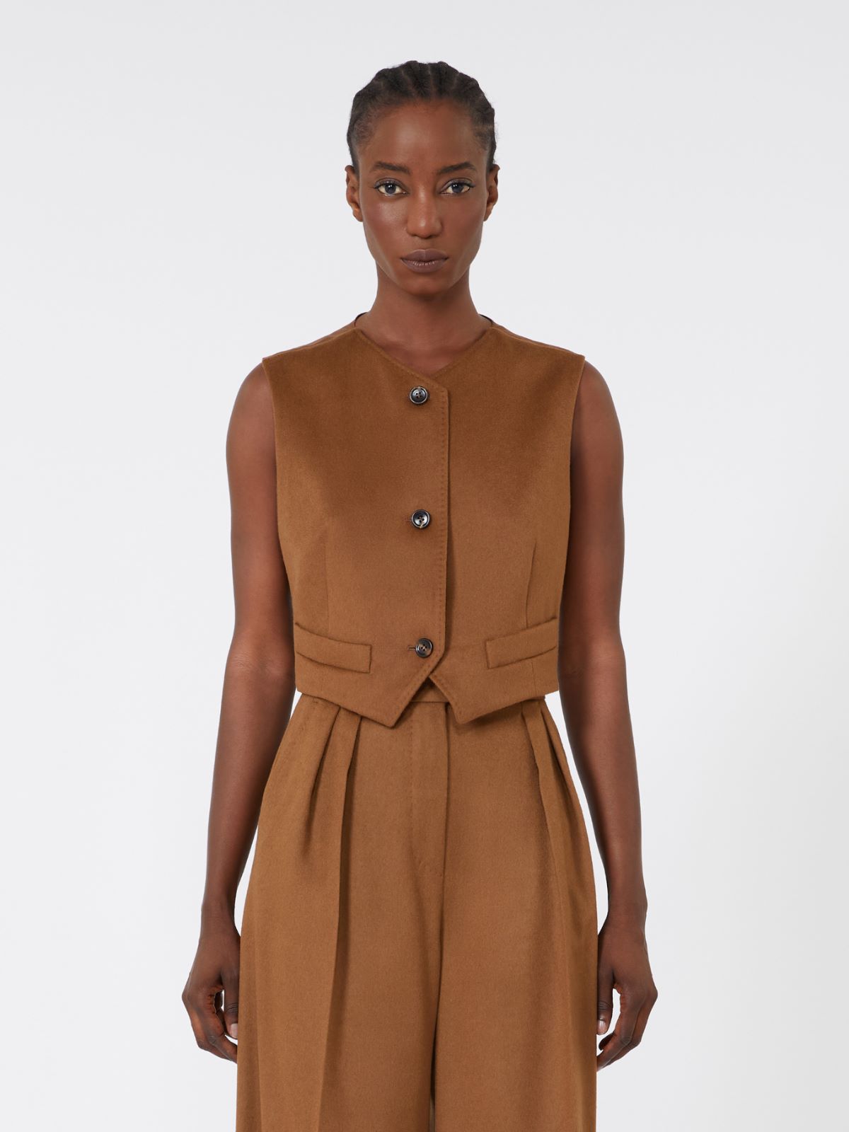 Gilet sans manches en chameau léger - CUIR DE VACHE - Max Mara - 2