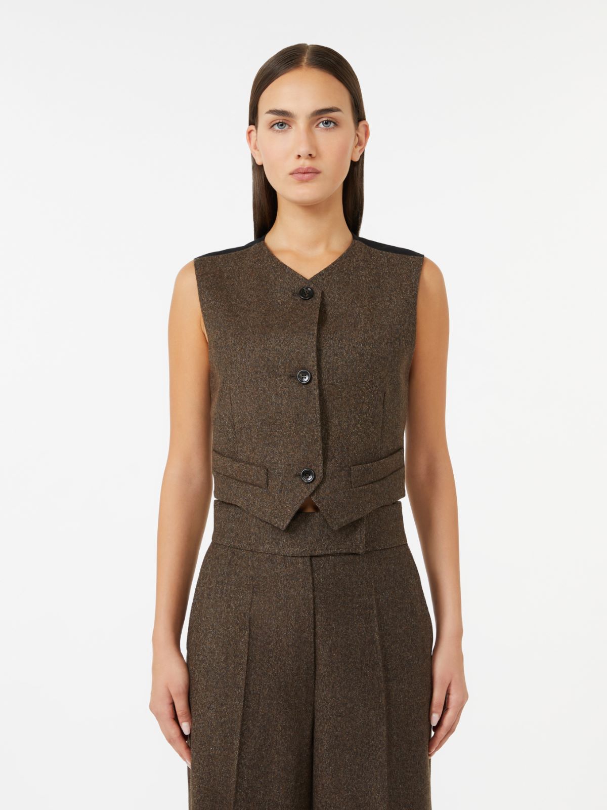 Gilet sans manches en feutre de laine - BRUN - Max Mara - 2