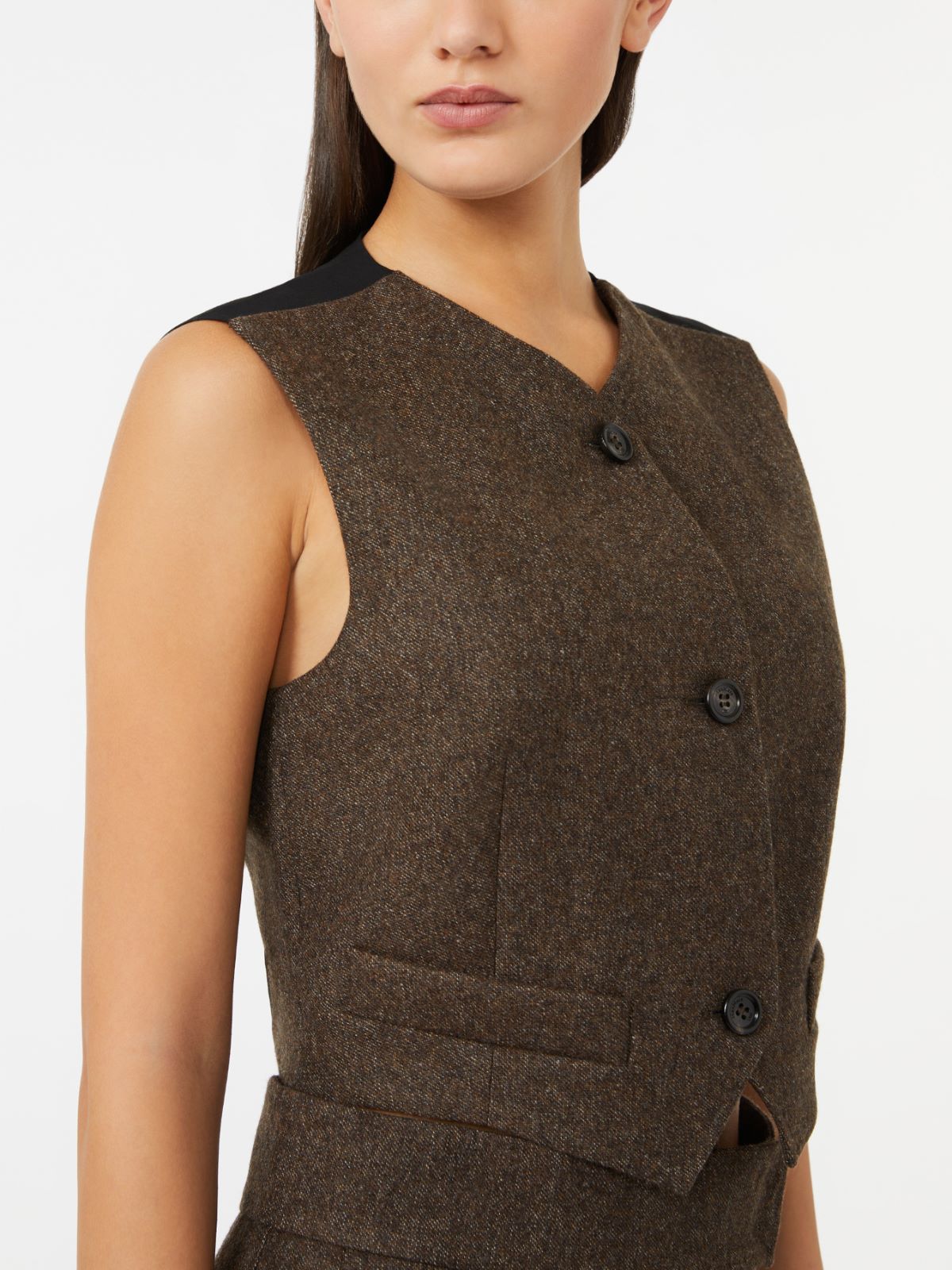 Gilet sans manches en feutre de laine - BRUN - Max Mara - 5