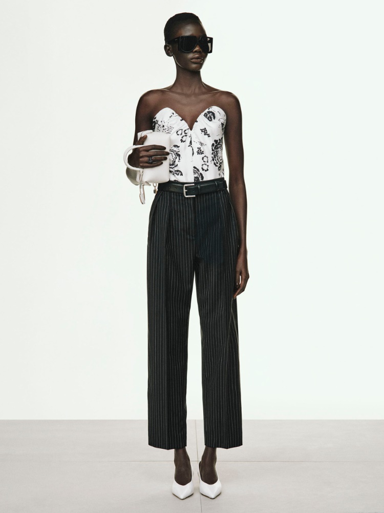 Printed silk corset top + WHITE BLACK - Max Mara