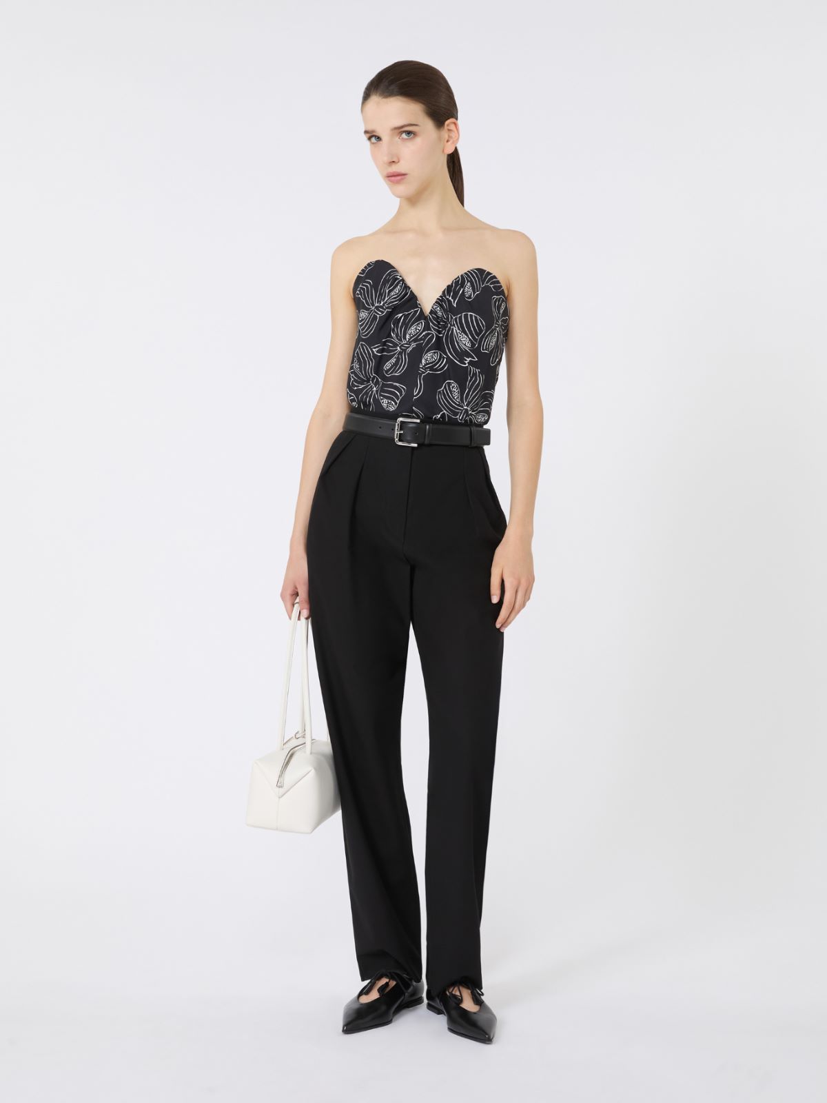 Printed silk corset top + BLACK WHITE - Max Mara