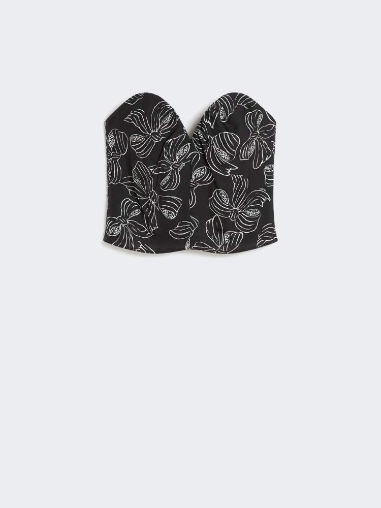 Printed silk corset top - BLACK WHITE - Max Mara
