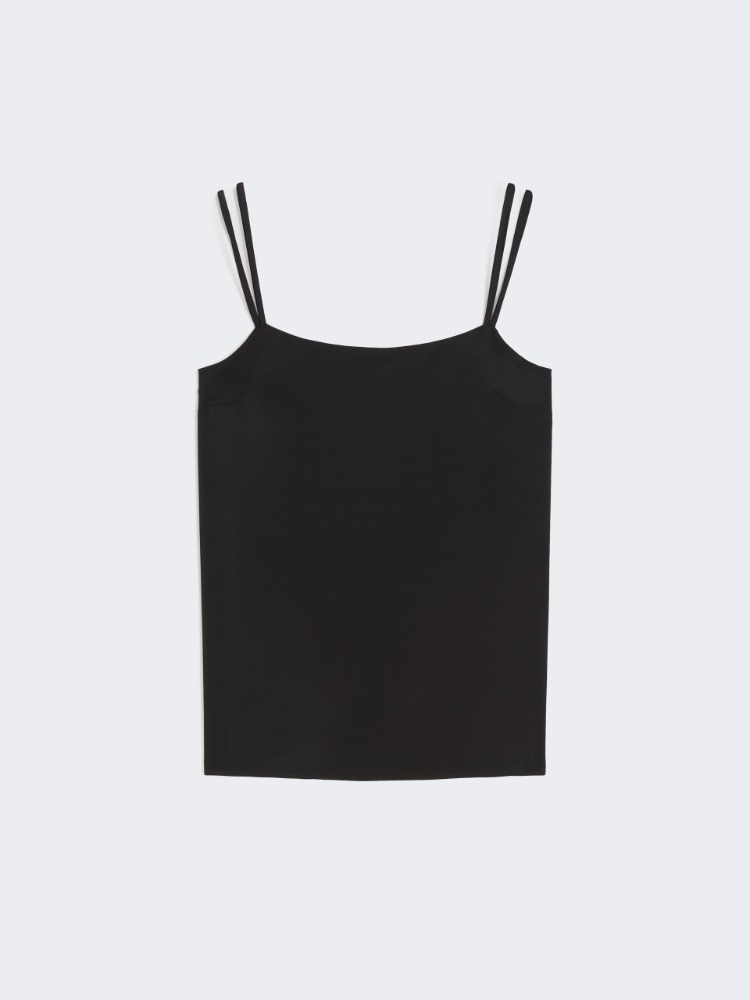 Stretch crêpe de Chine top, black | 