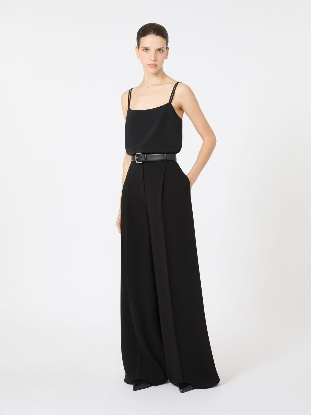 Stretch crêpe de Chine top - BLACK - Max Mara