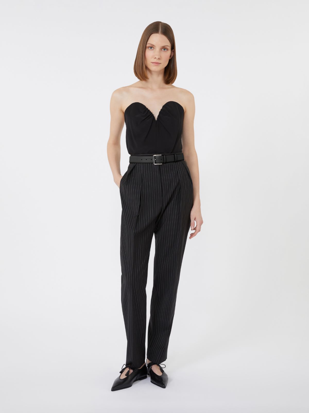 Bustier-Top aus Seiden-Crêpe-de-Chine - SCHWARZ - Max Mara