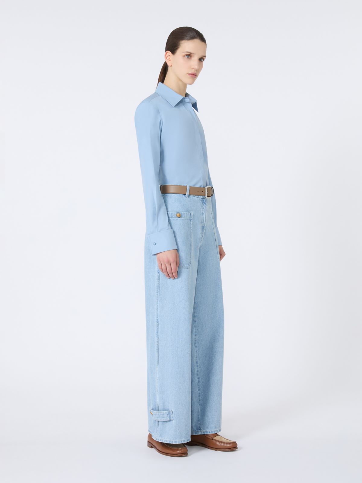 Wide-fit denim jeans with tab detail - LIGHT BLUE - Max Mara