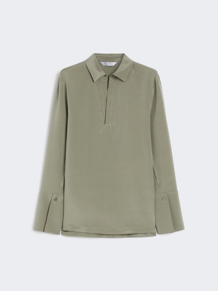 Stretch silk cady blouse - SAGE GREEN - Max Mara
