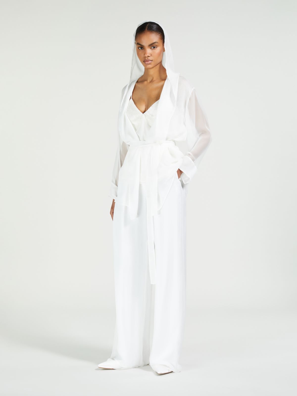 Silk chiffon jacket - WHITE - Max Mara - 10