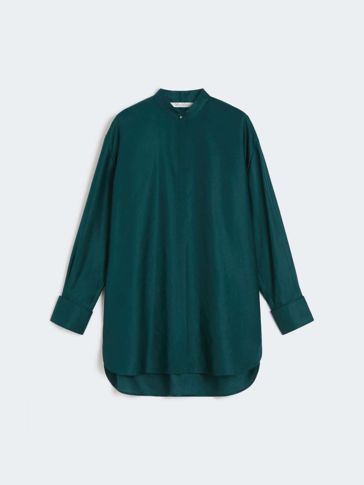 Oversized cotton satin shirt - DARK GREEN - Max Mara - 8