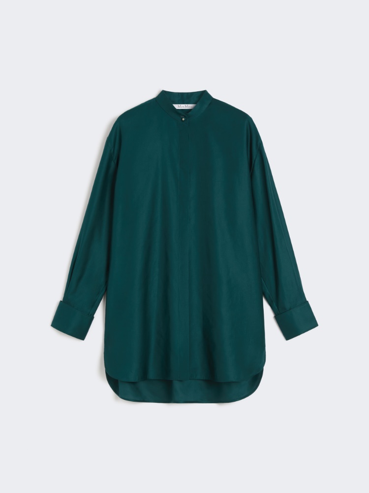 Camicia over in raso di cotone - VERDE SCURO - Max Mara