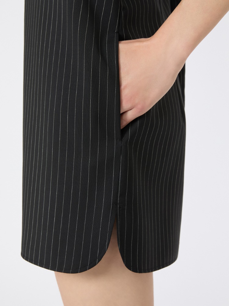 パーティードレス Max Mara ELAM - Pinstripe wool cloth dress Pinstripe woollen cloth dress, black white | 