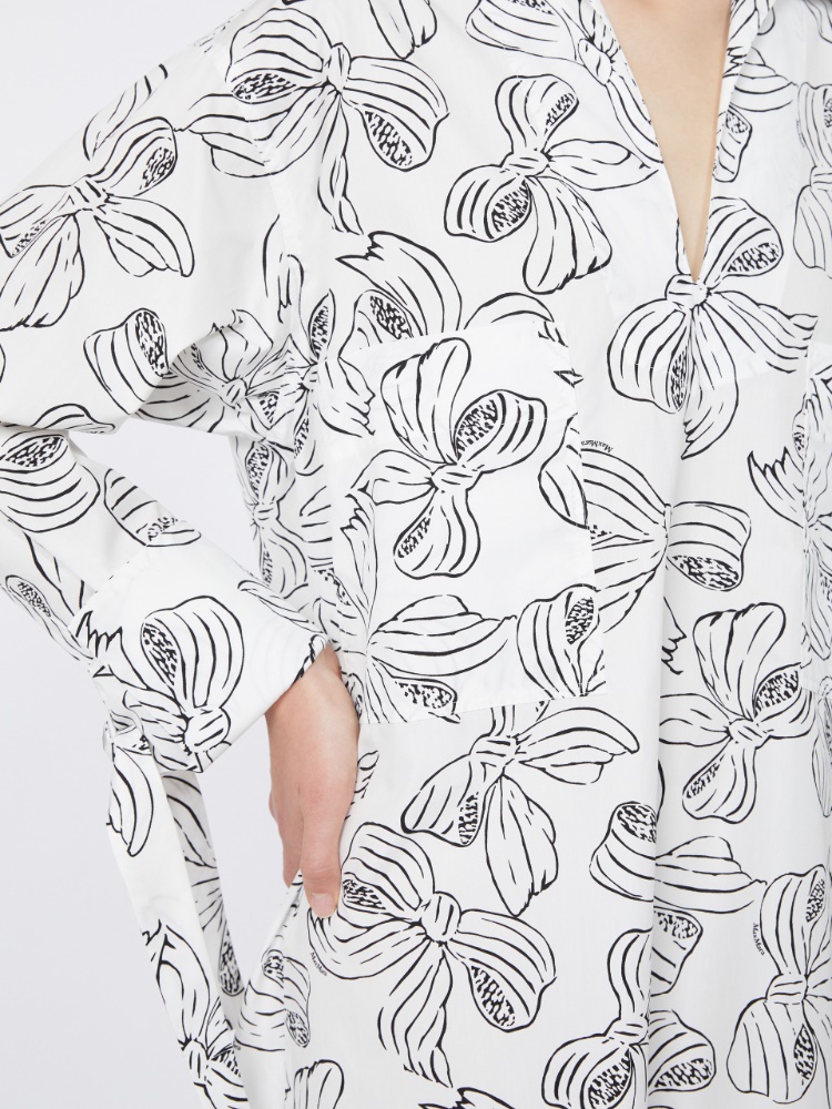 Printed cotton shirt dress, white | 