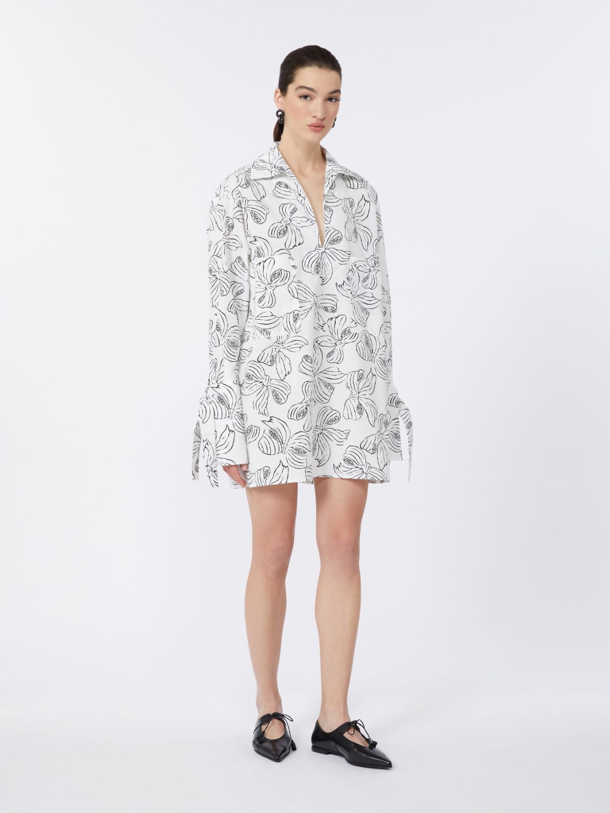 Printed cotton shirt dress - WHITE - Max Mara - 9