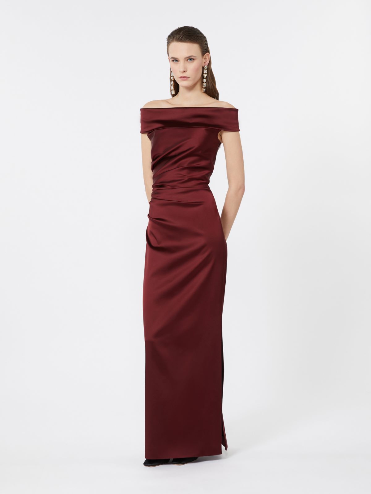 Long stretch satin dress - RASPBERRY - Max Mara - 9