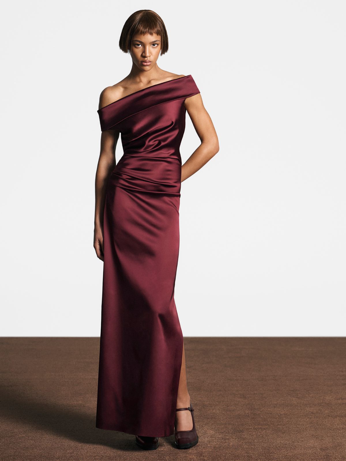 Long stretch satin dress - RASPBERRY - Max Mara