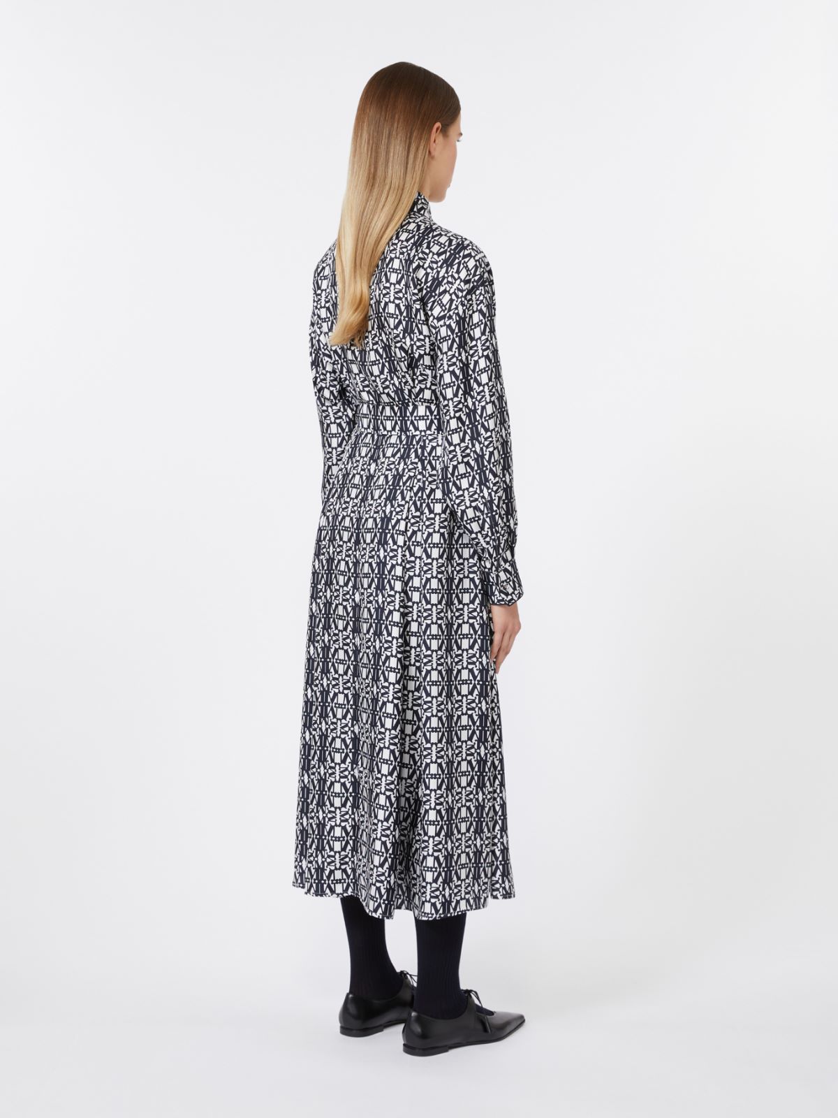 Hemdblusenkleid aus bedrucktem Twill - WEISS BLAU - Max Mara - 3