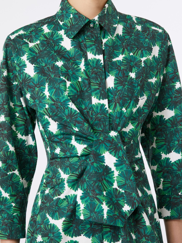 Printed poplin shirt dress, sand | 