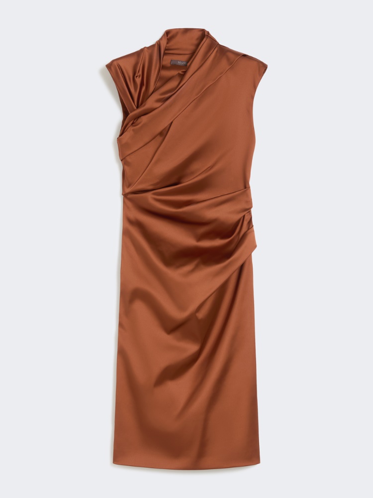 Stretch satin midi dress - BROWN BRONZE - Max Mara