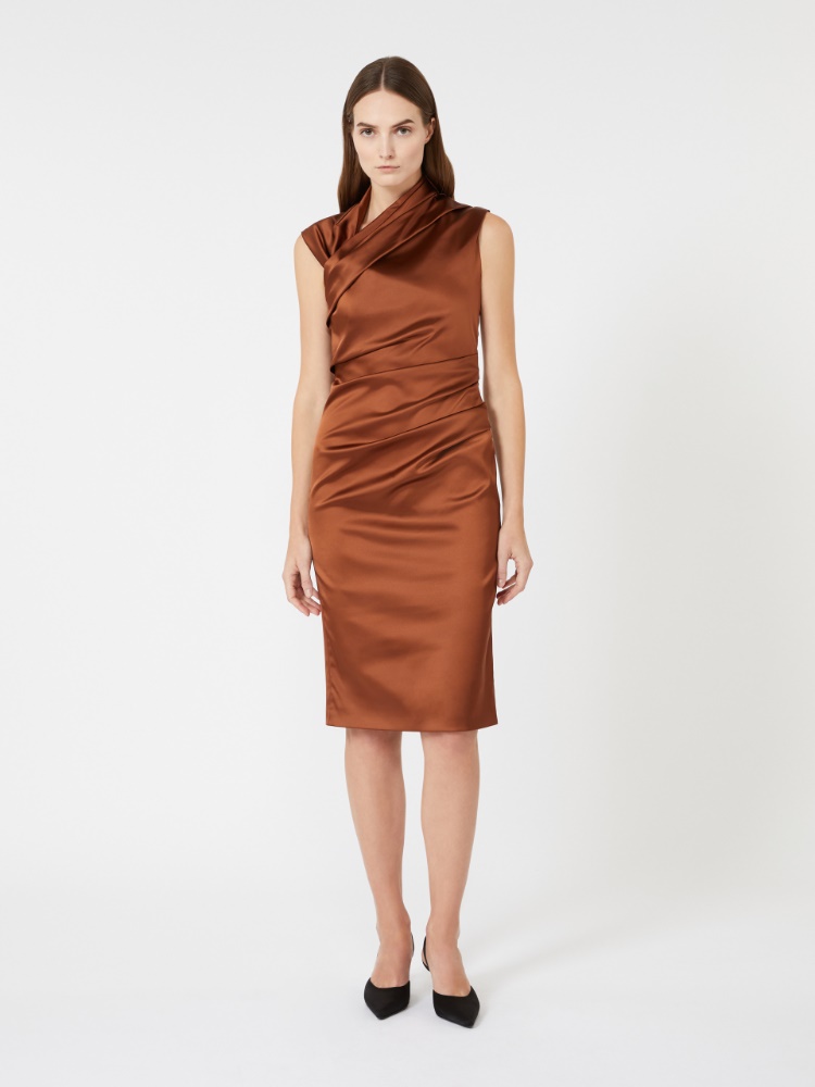 Stretch satin midi dress - BROWN BRONZE - Max Mara