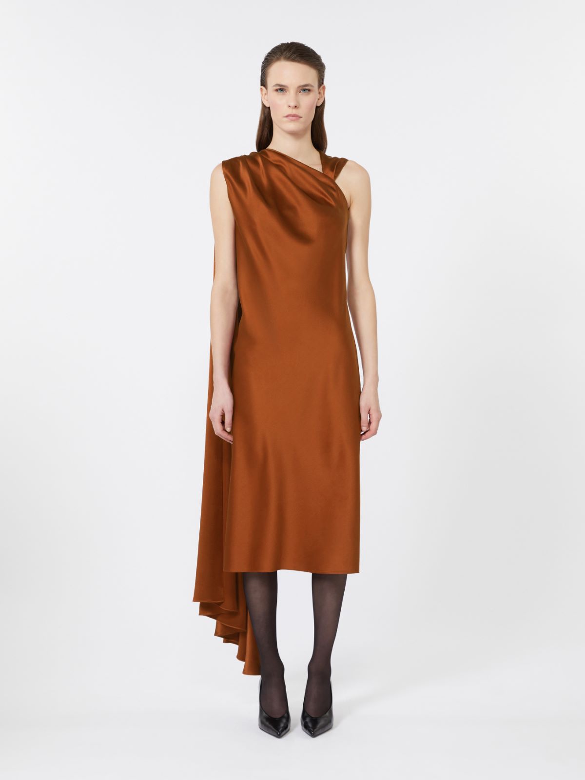 Silk satin cocktail dress - BROWN BRONZE - Max Mara - 2