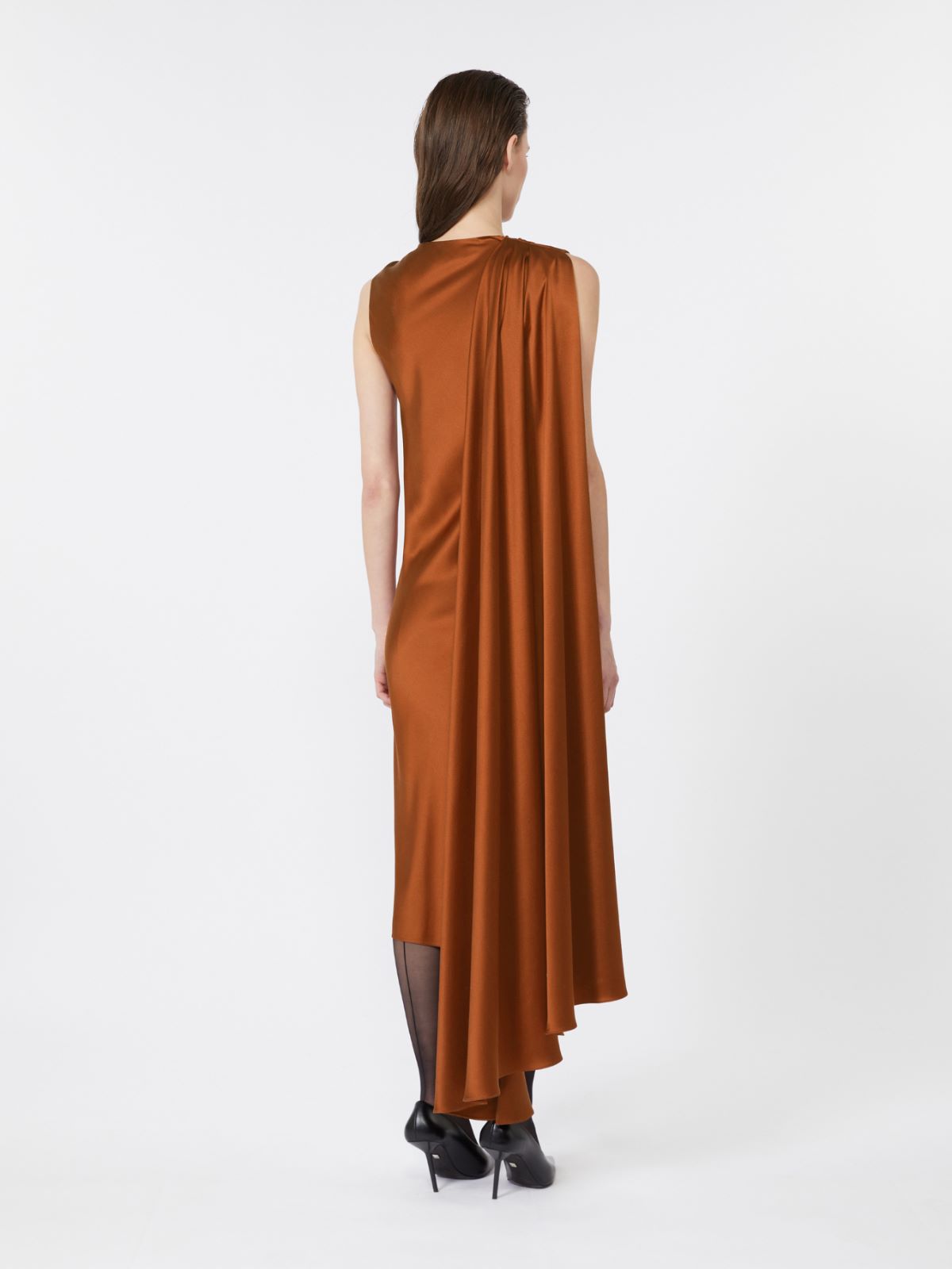 Silk satin cocktail dress - BROWN BRONZE - Max Mara - 3