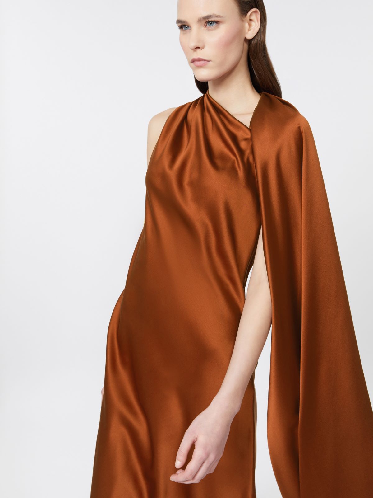 Silk satin cocktail dress - BROWN BRONZE - Max Mara - 4