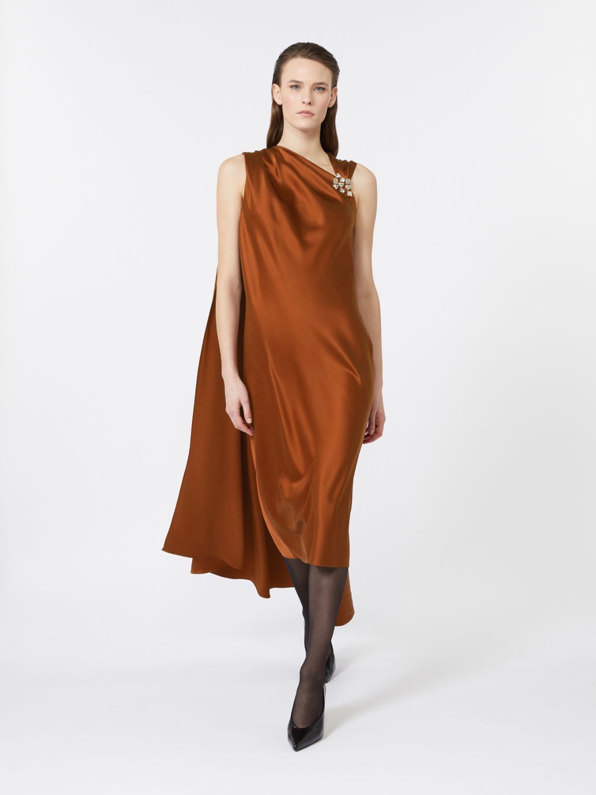 Silk satin cocktail dress - BROWN BRONZE - Max Mara