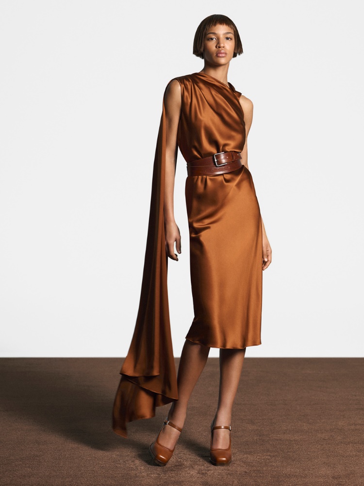 Silk satin cocktail dress + BROWN BRONZE - Max Mara