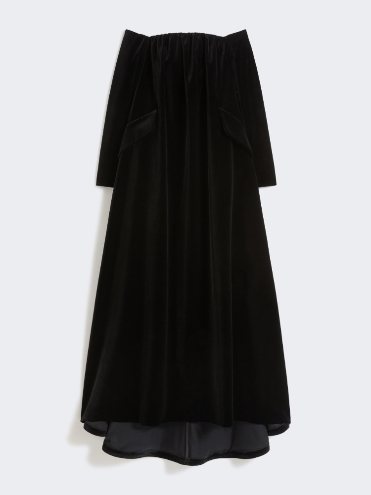 Long dress in sateen velvet - BLACK - Max Mara