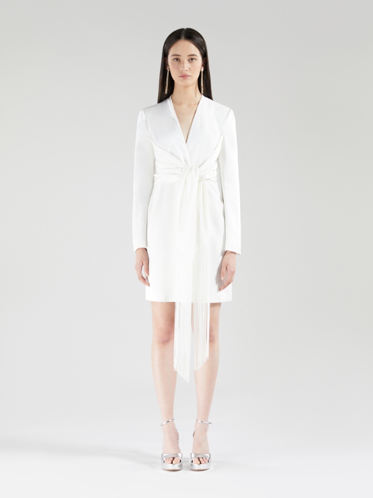 Wickelkleid aus Satin - WEISS - Max Mara