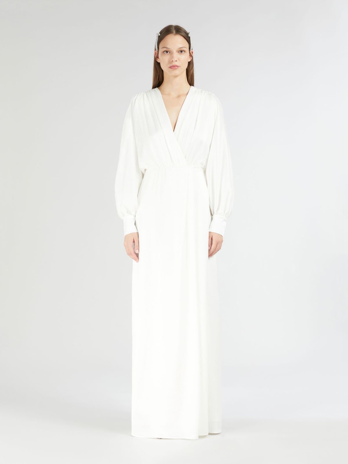 Drapiertes Kleid aus Seidensatin - WEISS - Max Mara - 2