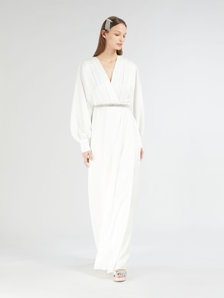 Drapiertes Kleid aus Seidensatin - WEISS - Max Mara
