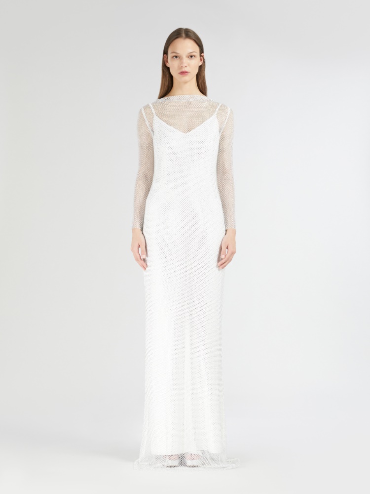 【関税込み】MAX MARA CARACAS - CAPSULE BRIDAL Abito in rete ricamata con cristalli, bianco |