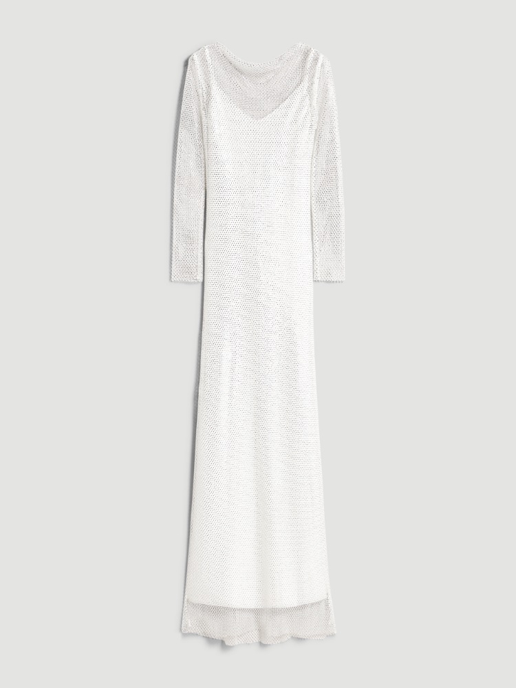 Mit Kristallen besticktes Netzkleid - WEISS - Max Mara