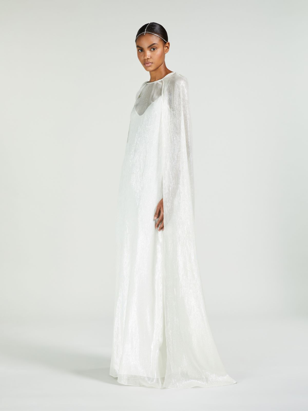 Silk dress with long cape - WHITE - Max Mara - 9