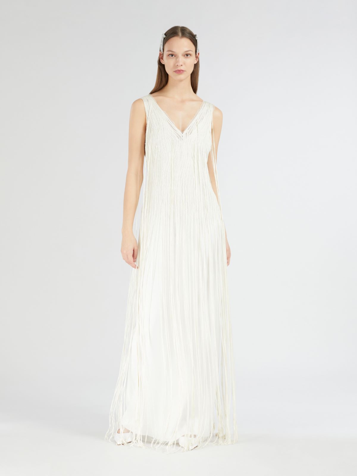 Tulle dress with fringes - WHITE - Max Mara - 10