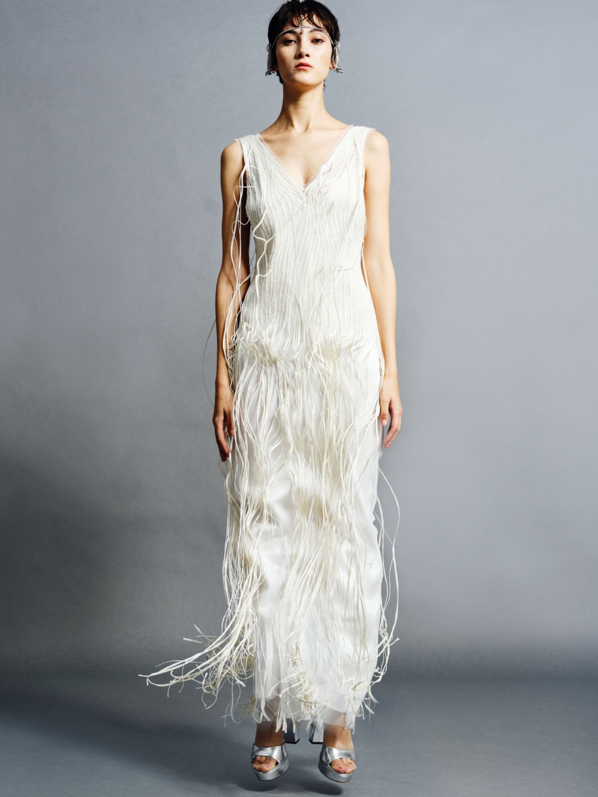 Robe en tulle avec franges - BLANC - Max Mara