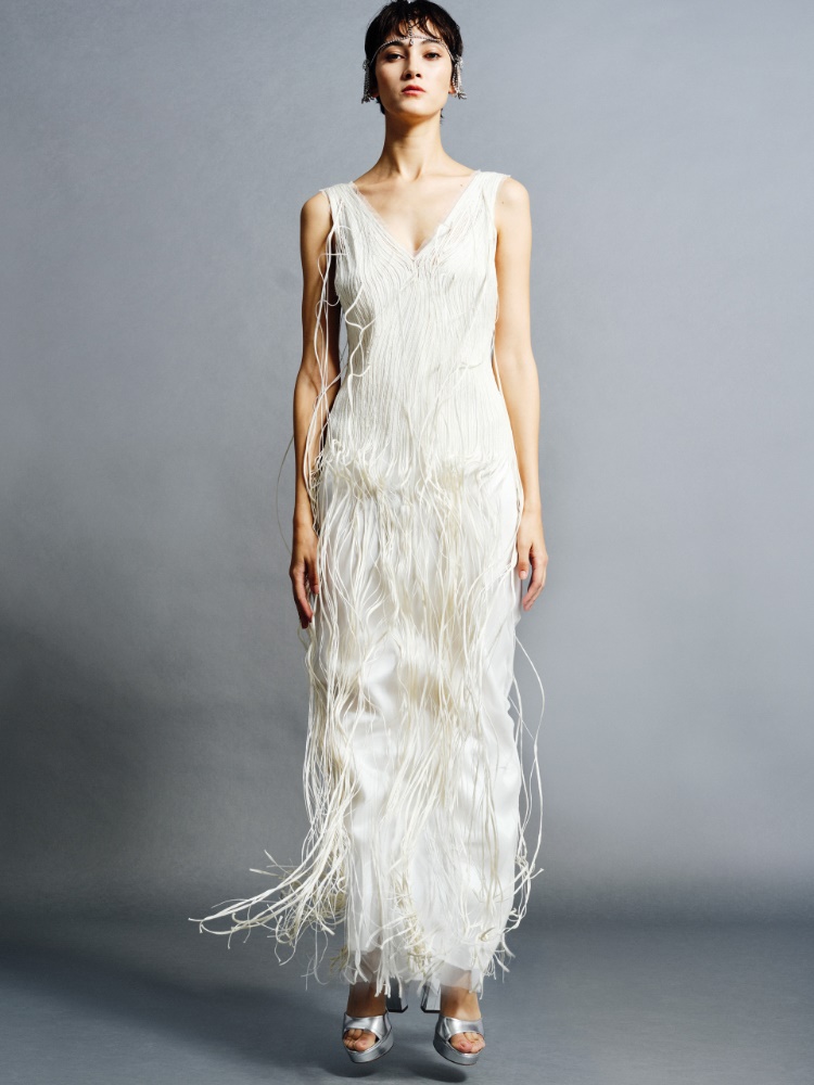 Tulle dress with fringes + WHITE - Max Mara