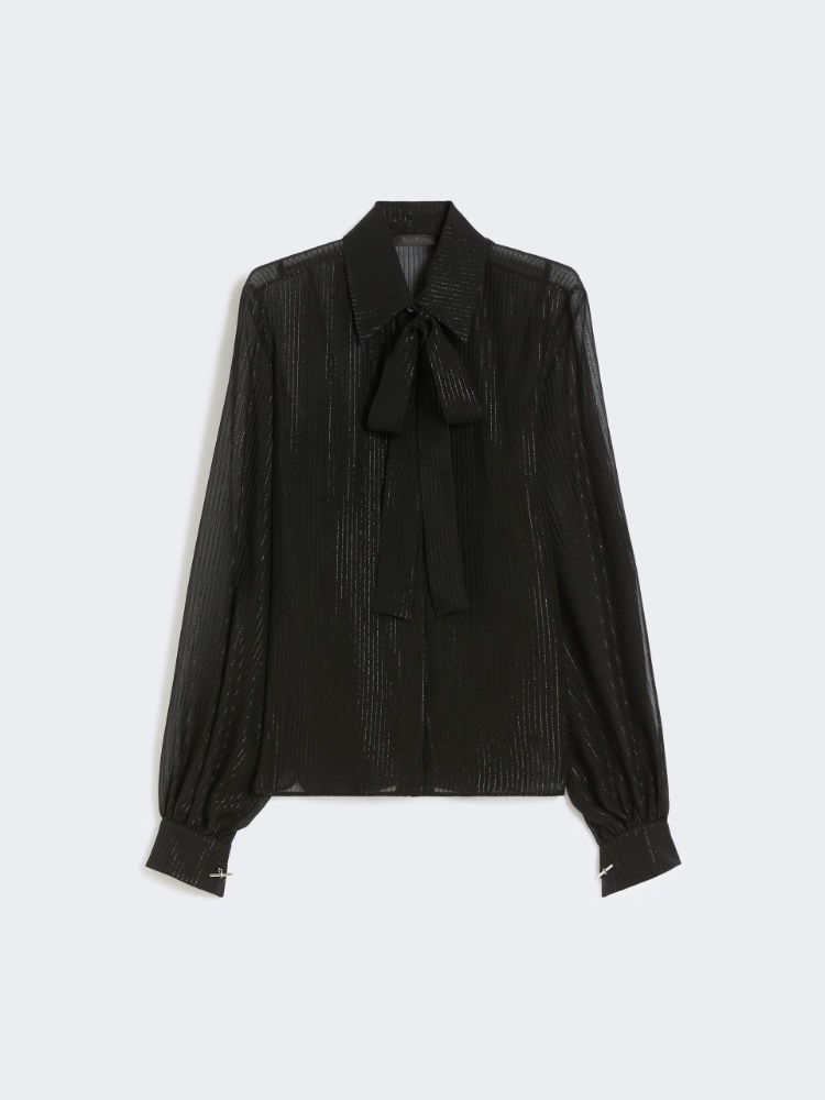 Striped silk chiffon blouse - BLACK - Max Mara