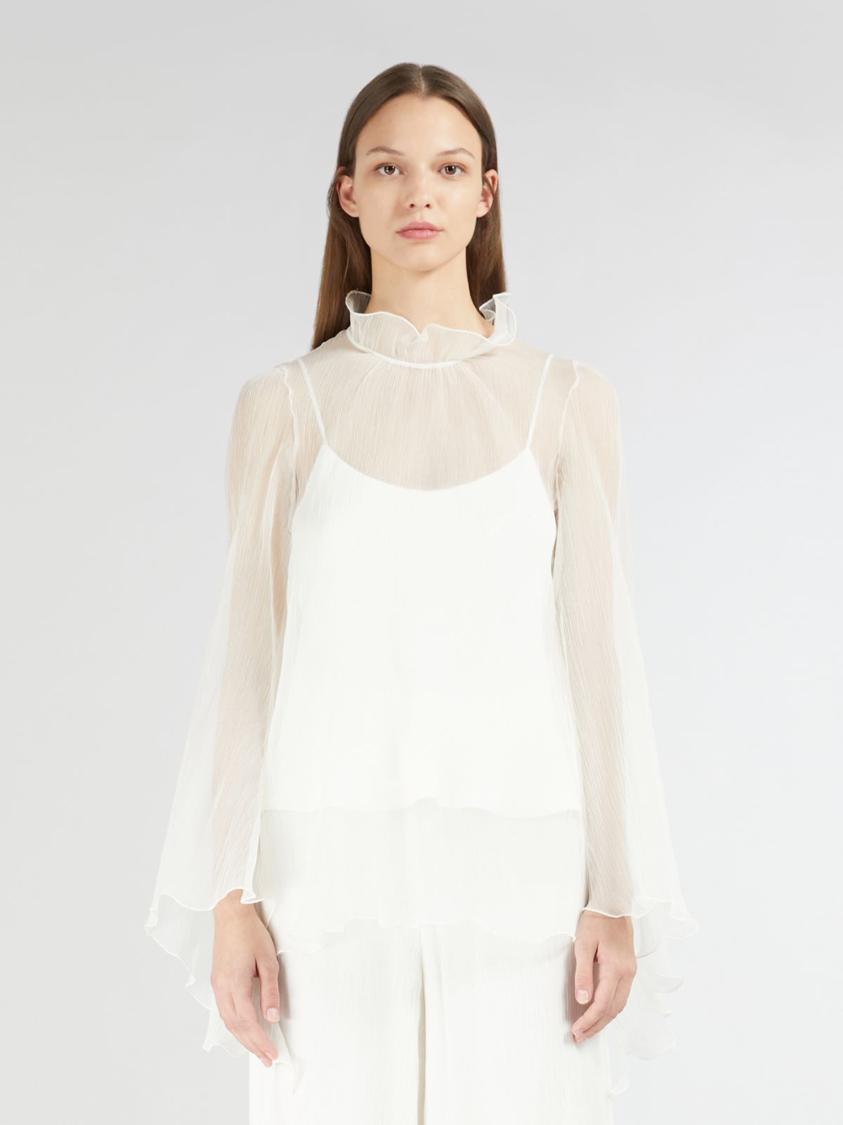 Silk crepon blouse - WHITE - Max Mara - 9
