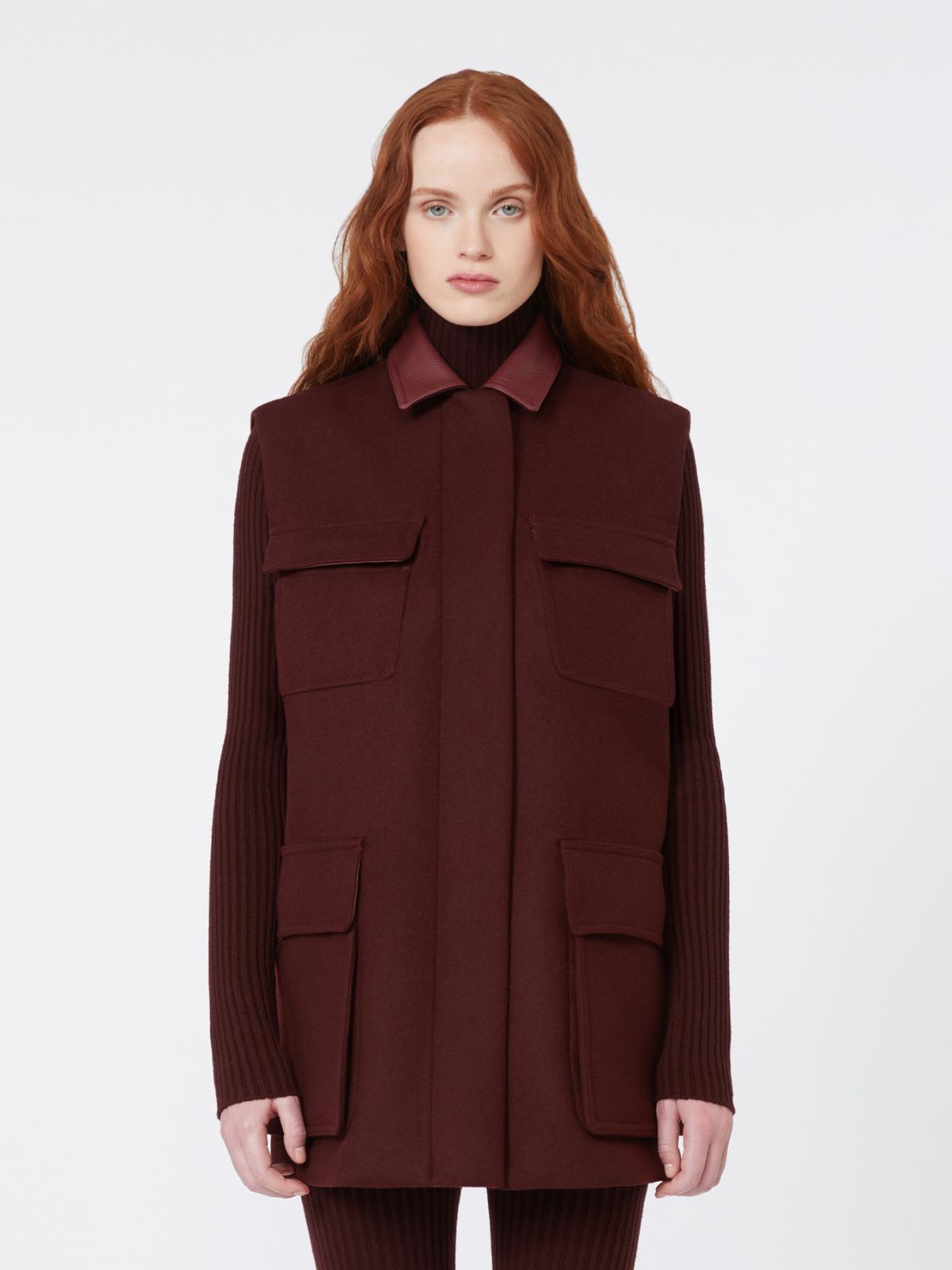 Wool, alpaca and cashmere long gilet - CHERRY - Max Mara - 2