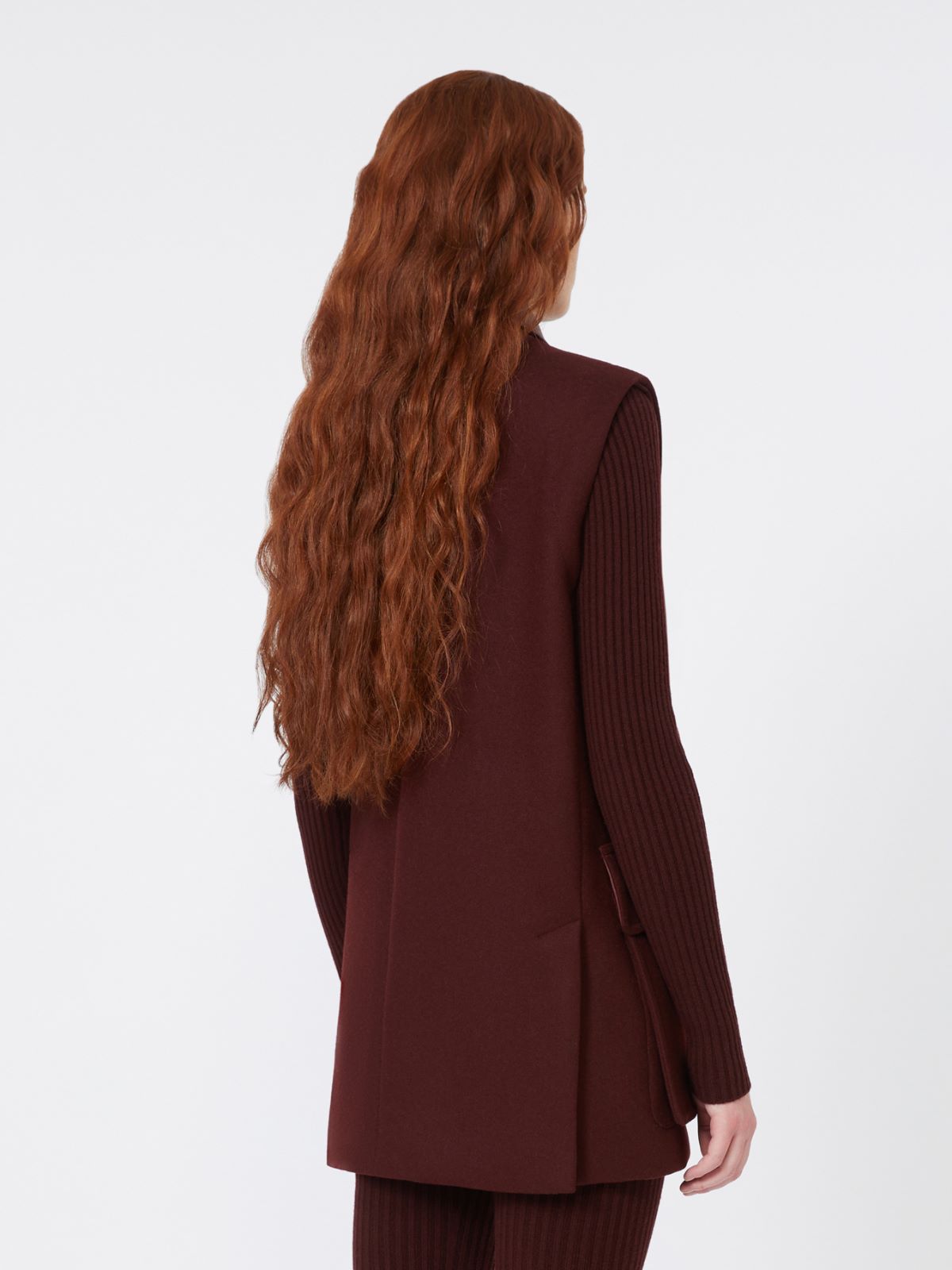 Wool, alpaca and cashmere long gilet - CHERRY - Max Mara - 3