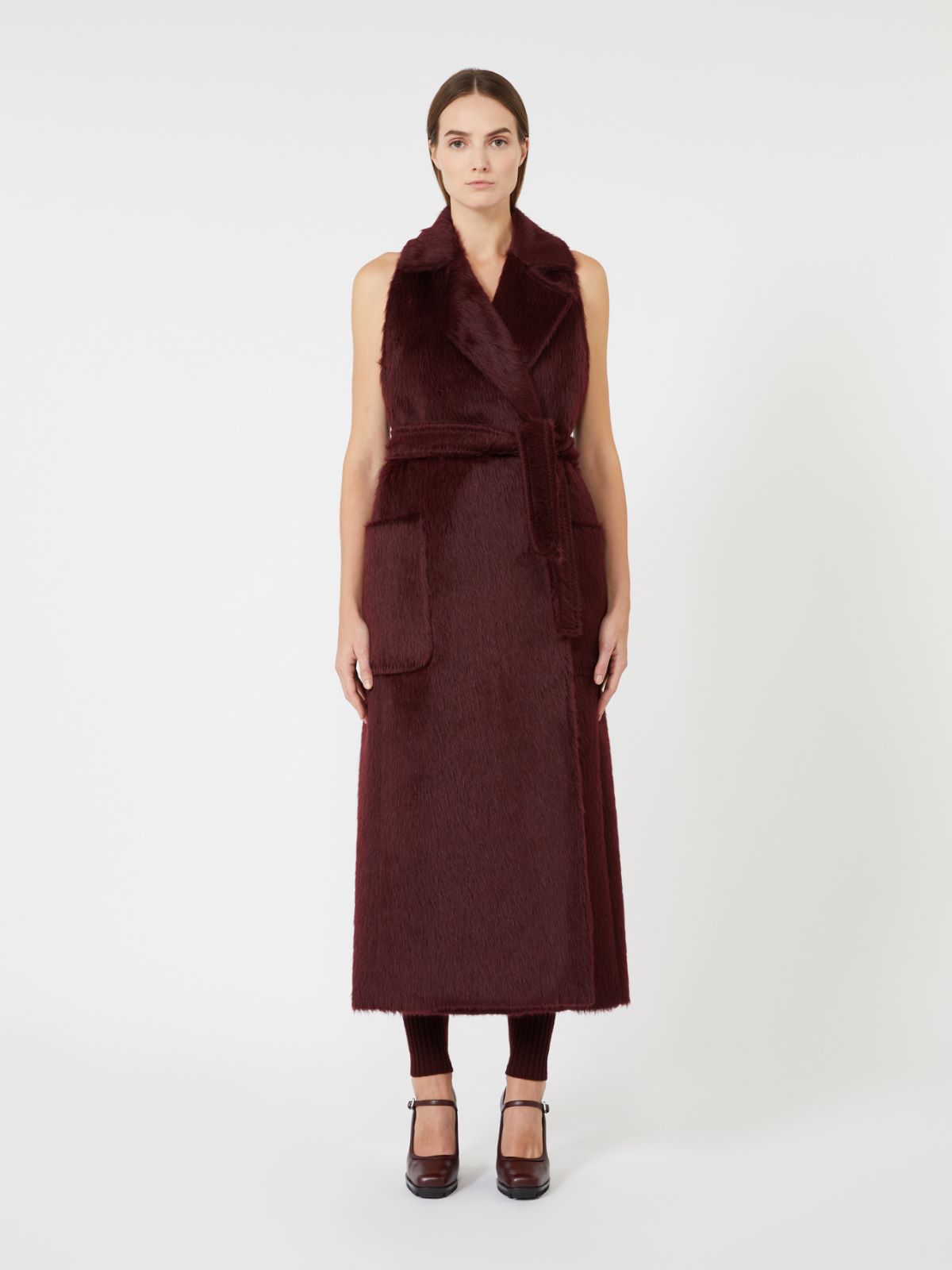 Sleeveless wool and alpaca coat - CHERRY - Max Mara - 2