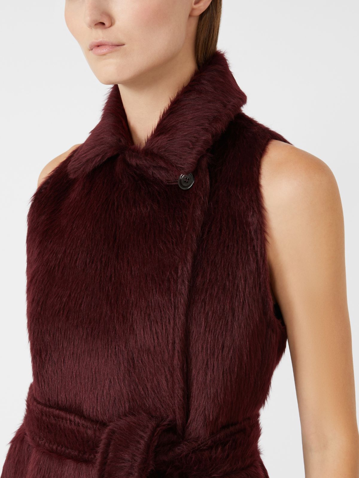 Sleeveless wool and alpaca coat - CHERRY - Max Mara - 4