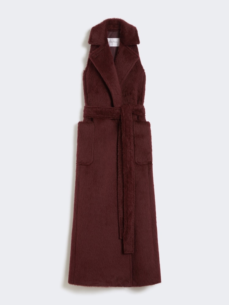 Sleeveless wool and alpaca coat - CHERRY - Max Mara