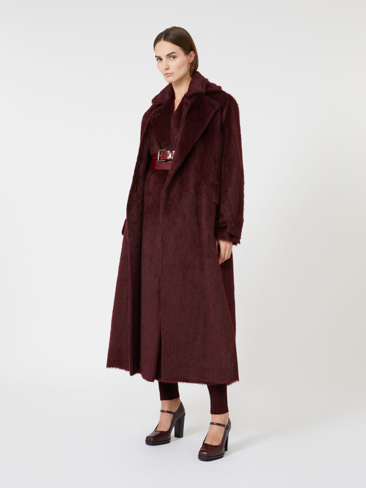 Sleeveless wool and alpaca coat - CHERRY - Max Mara