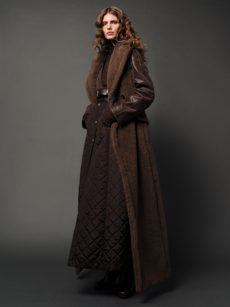 Sleeveless alpaca and wool Teddy coat + BROWN - Max Mara