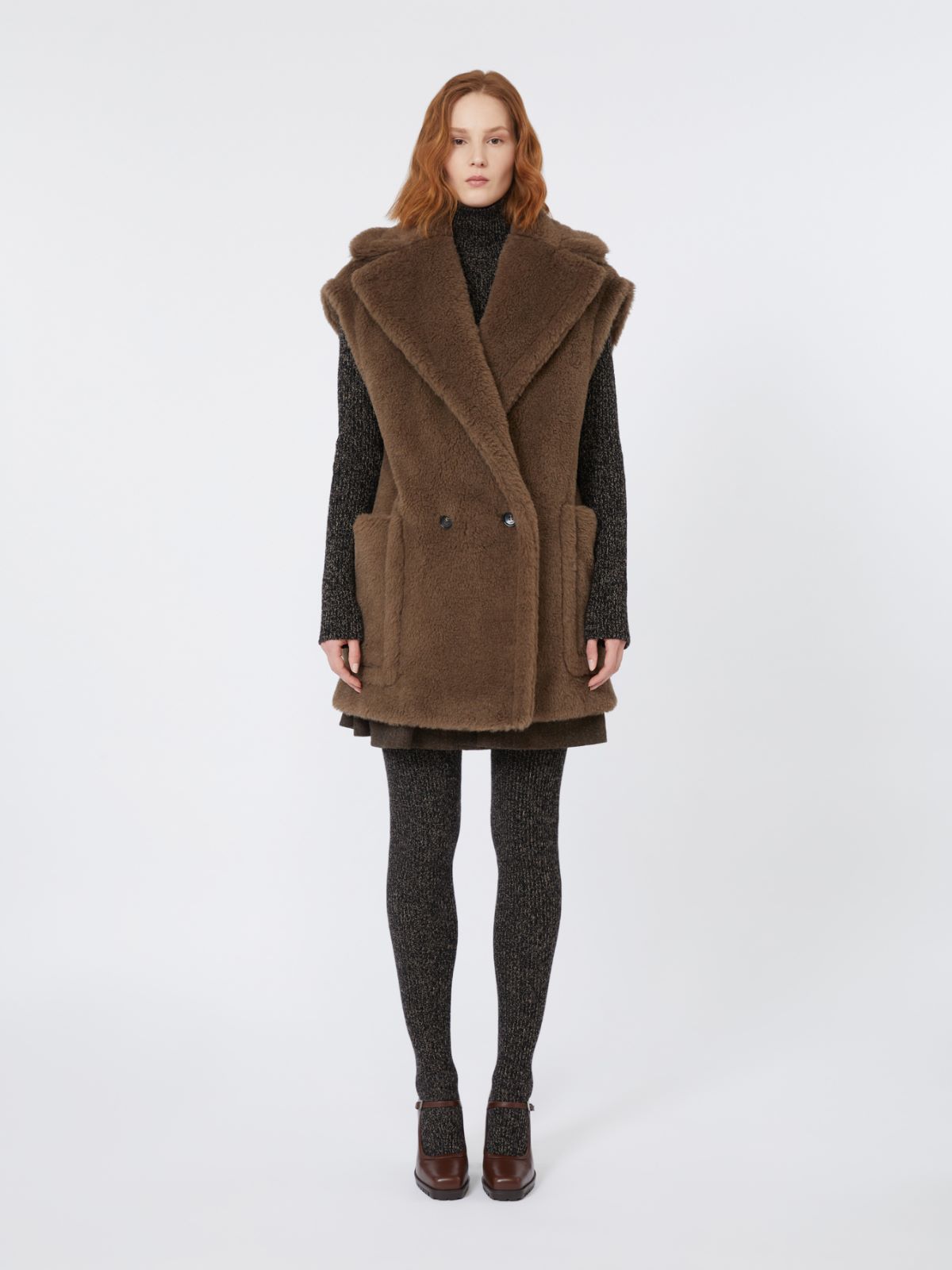 Wool and alpaca Teddy gilet - BROWN - Max Mara - 2