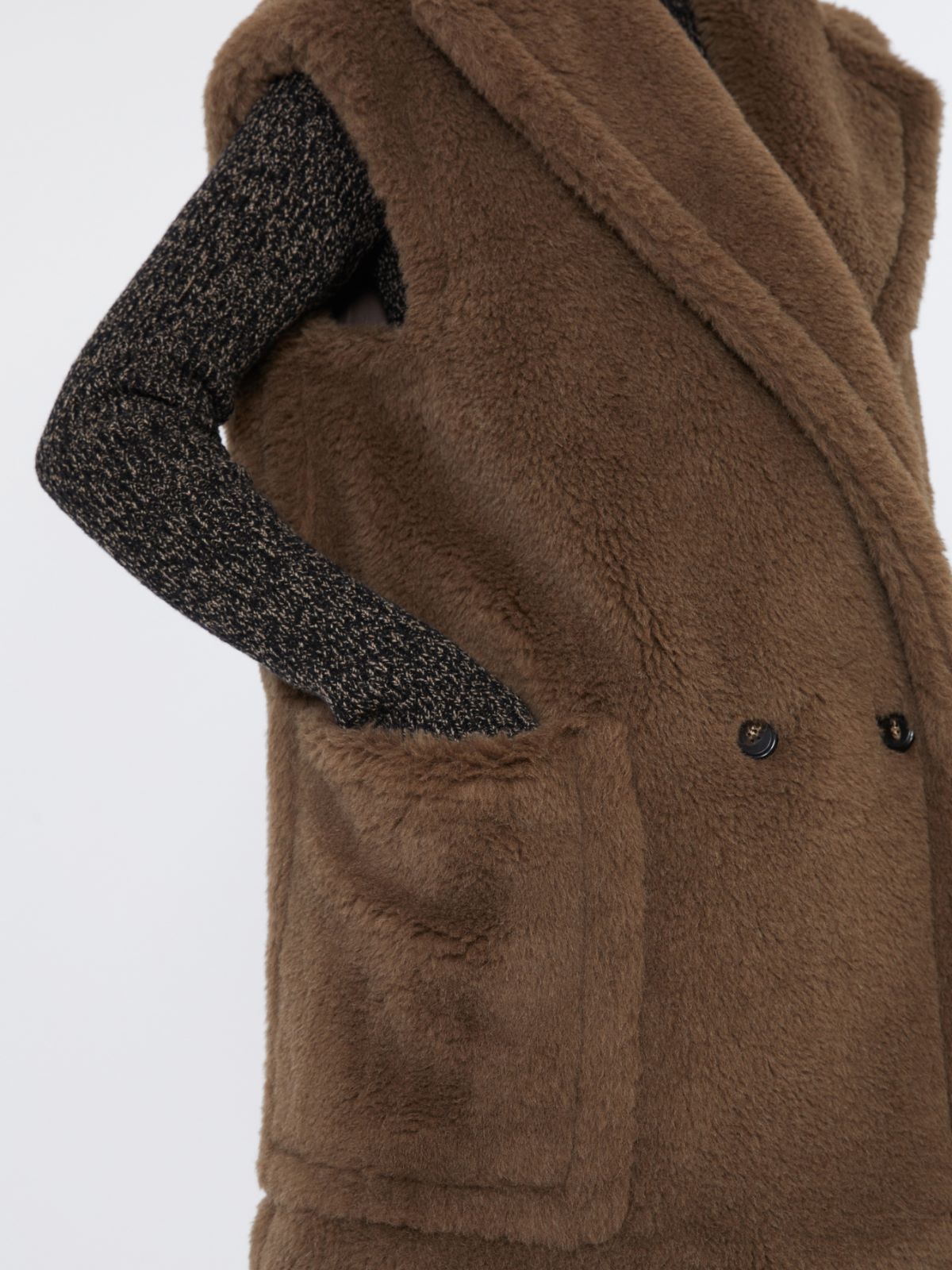 Wool and alpaca Teddy gilet - BROWN - Max Mara - 5